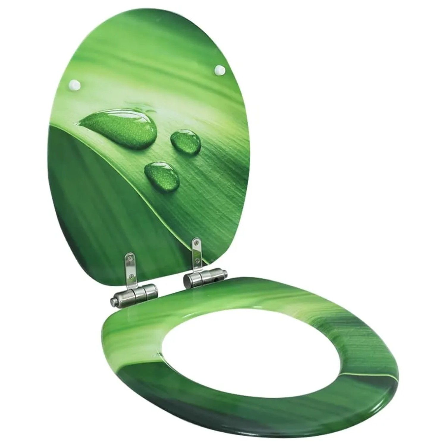 vidaXL Toilettensitz Soft-Close-Deckel MDF Grün Wassertropfen-Design 146915