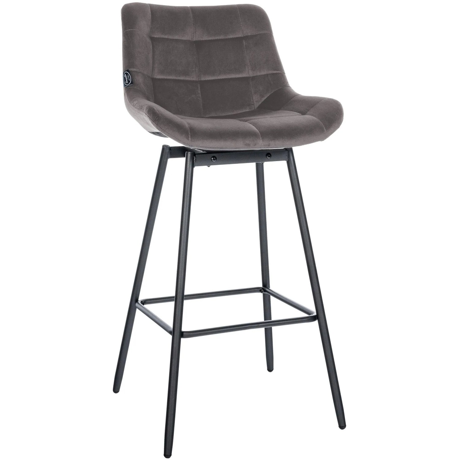 DELUKE Barhocker VISEN Samt Grau 49x56x105cm Barstuhl Mit Lehne Drehbar Tresenhocker Tresenstuhl