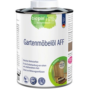 Biopin Gartenmöbelöl Farblos, 500ml Dose. Holzöl für den Schutz und die Pflege von Gartenmöbeln.