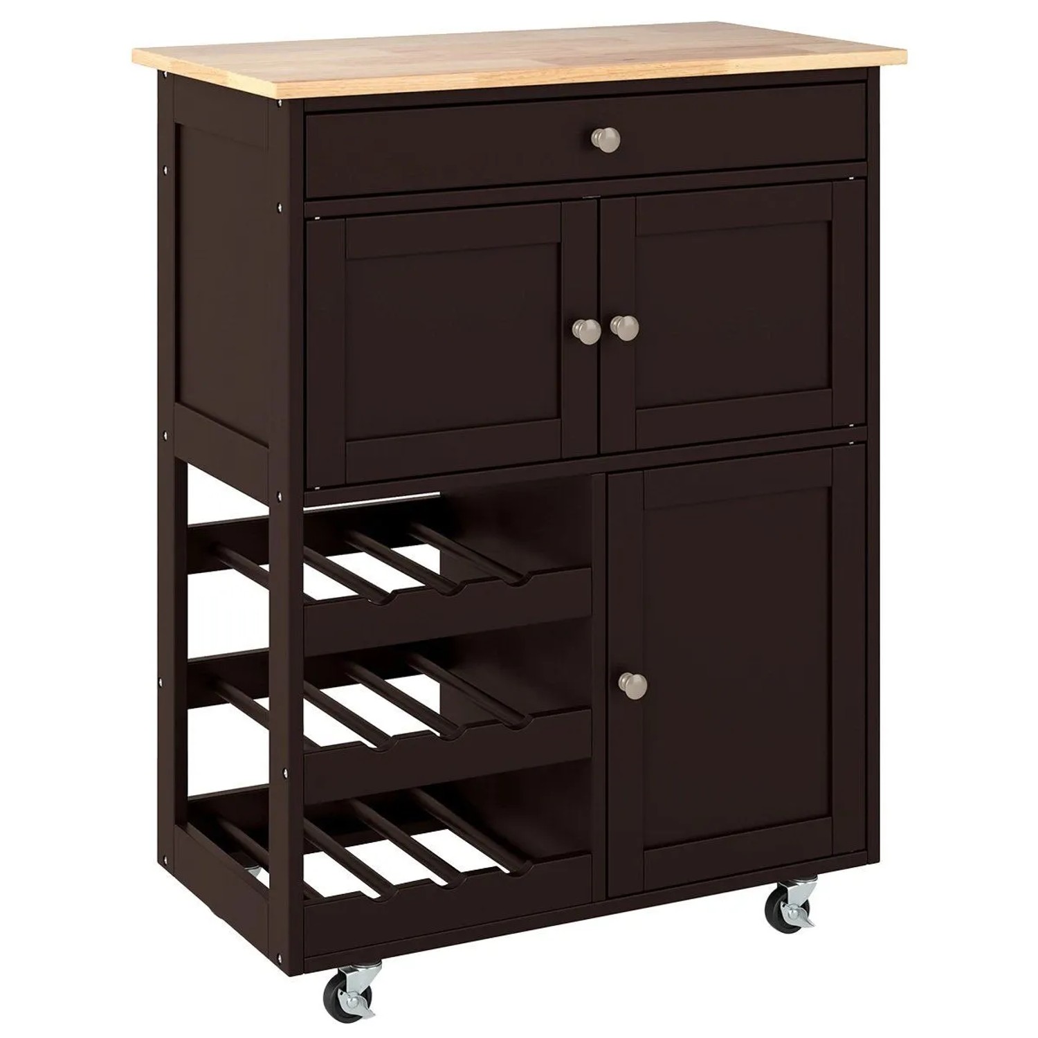 Costway Küchenwagen Auf Rollen mit Schubladen & Arbeitsplatte Braun günstig online kaufen