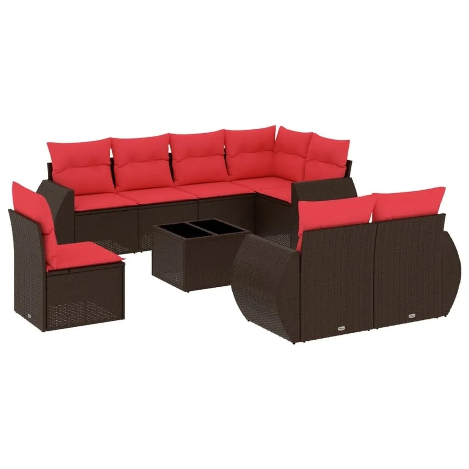 vidaXL 9-Tlg Gartensofa-Set mit Kissen Braun Polyrattan 3221653 günstig online kaufen