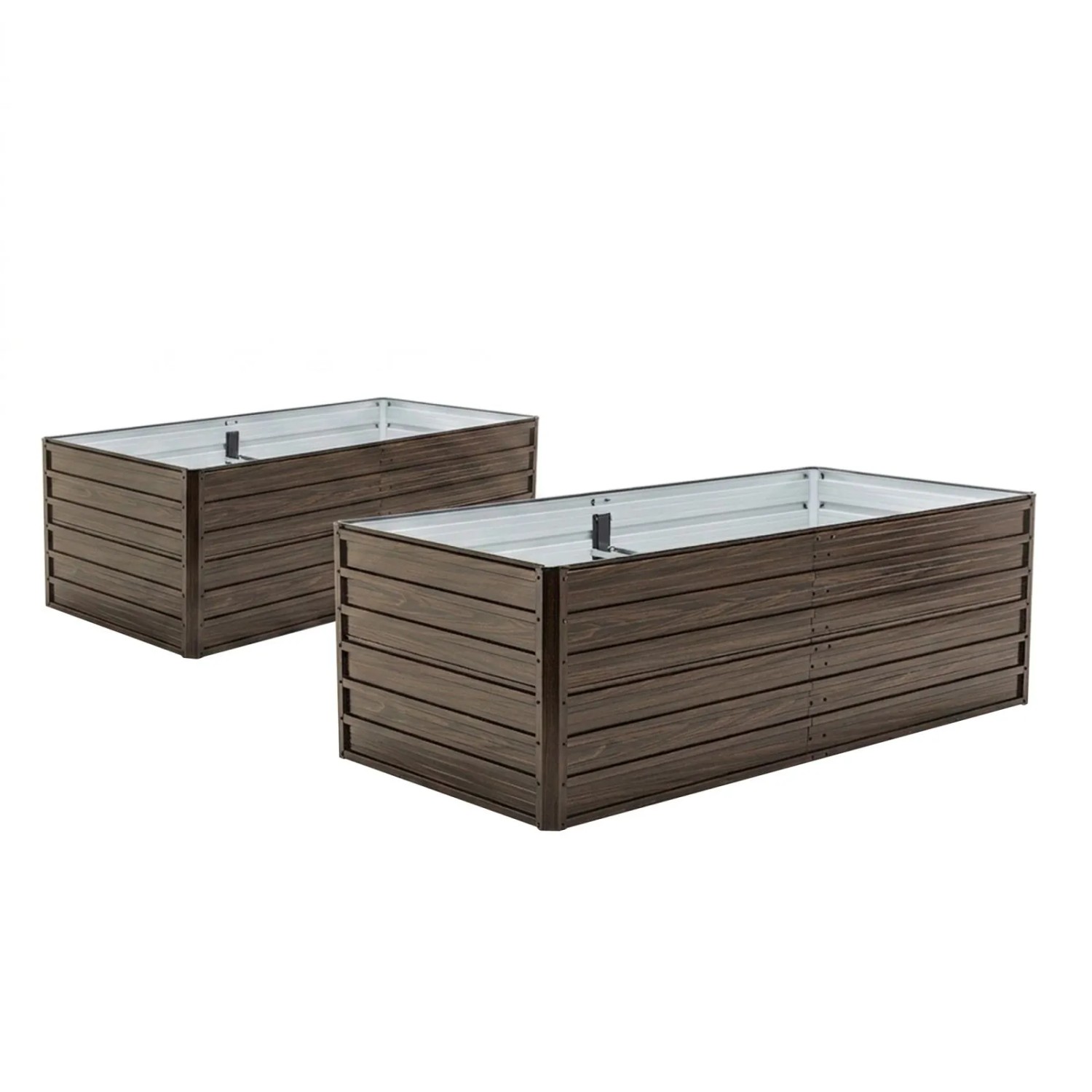 PXloue 2er Set Hochbeet Braun mit Offenem Boden Schwerlast Pflanzbeet Holzmaserung für Garten Terrasse Balkon 190x90x64cm