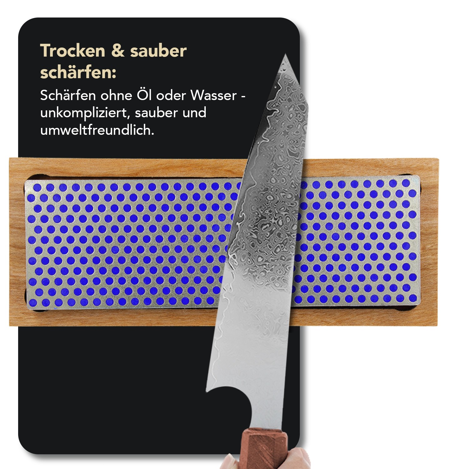 DMT Diamant Schleifstein in Holzbox mit Messer zum Schärfen. Grobe Körnung.