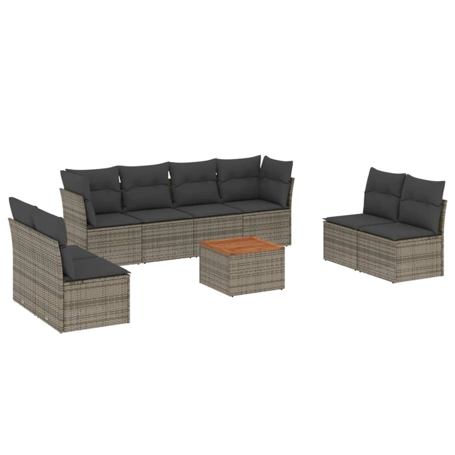 vidaXL 9-Tlg Garten-Sofagarnitur mit Kissen Grau Poly Rattan 3255913 günstig online kaufen