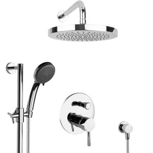 PaulGurkes Unterputz Duschset mit Regendusche, Handbrause und Armatur in Chrom.