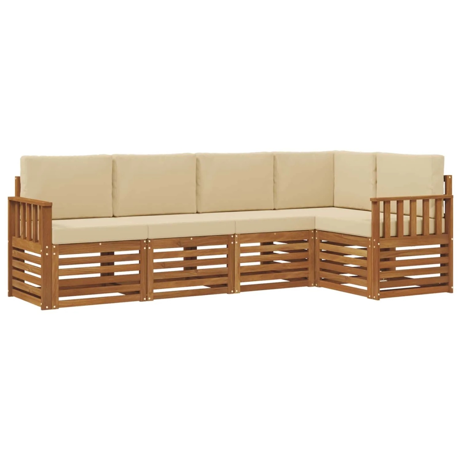 vidaXL Sofagarnituren 5 Tlg Natur und Beige Massivholz Akazie 3374803