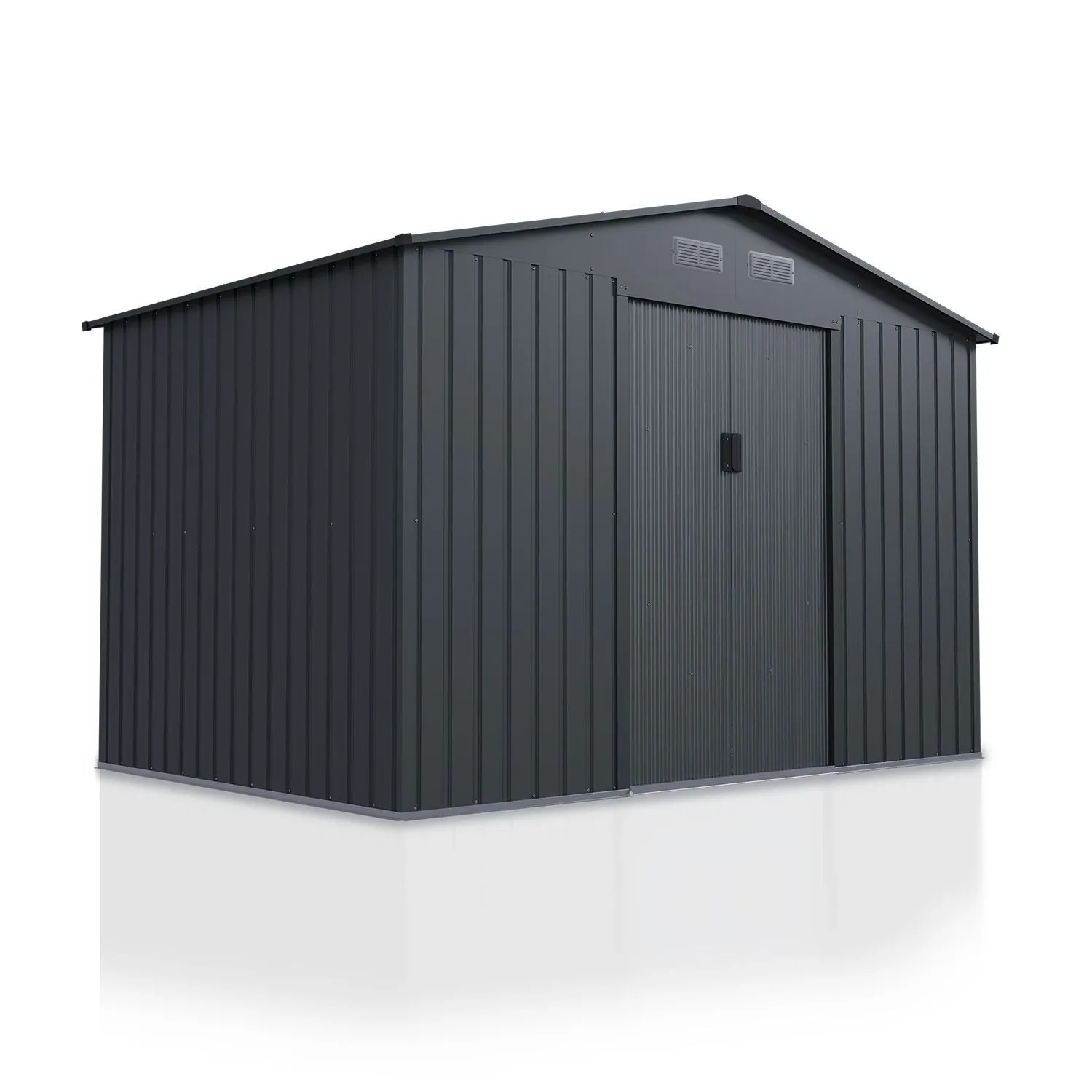 Juskys Metall Geräteschuppen Gerätehaus XL mit Pultdach in Dunkelgrau