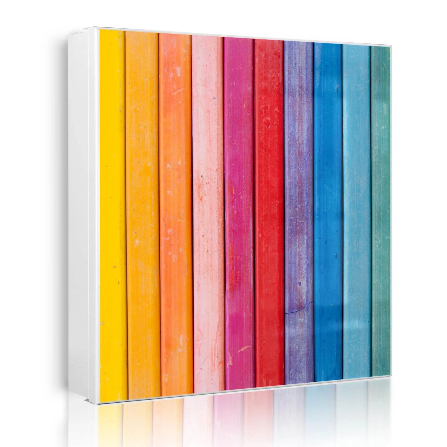 Banjado Großer Schlüsselkasten Metall 30x30cm Weiß Scharnier Rechts 50 Haken Beschreibbar Magnetisch Motiv Regenbogenfarben
