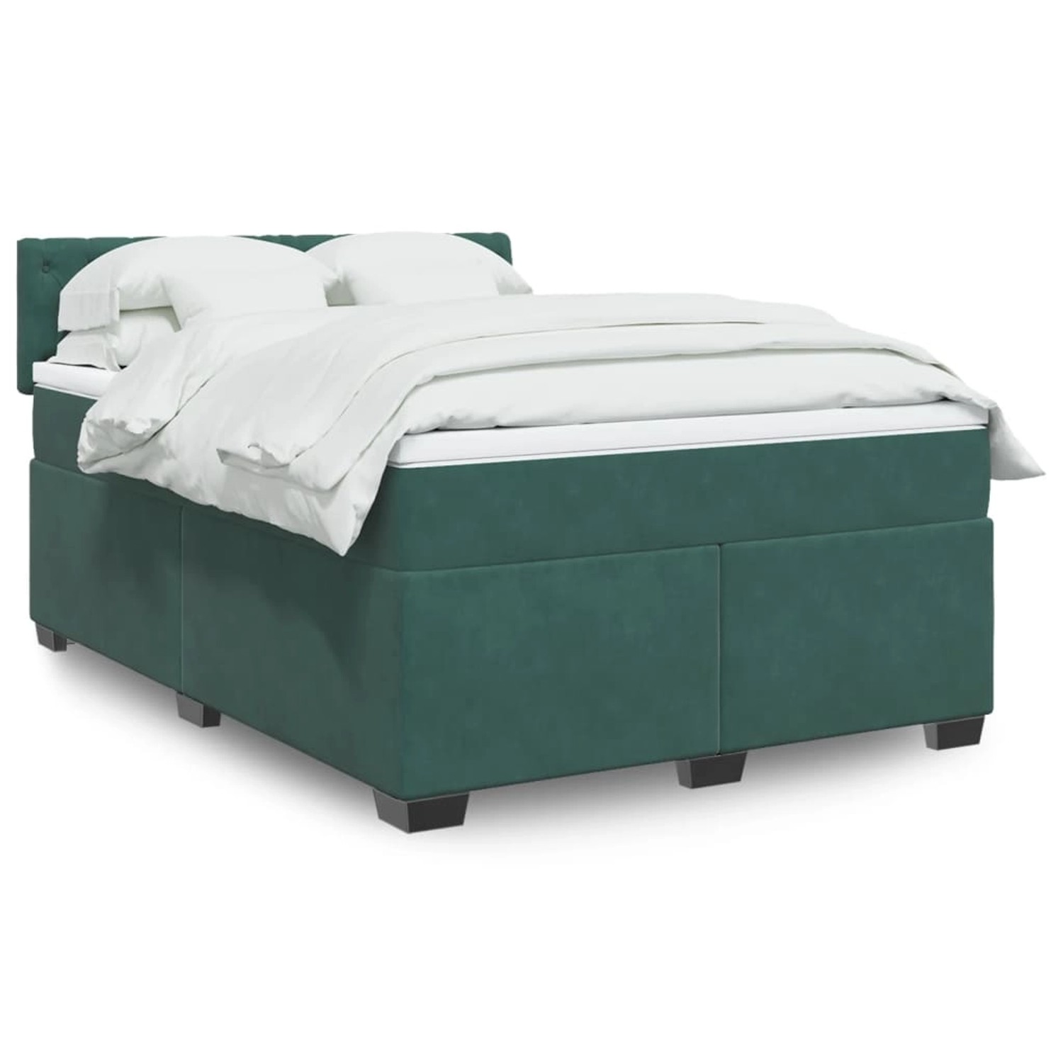 vidaXL Boxspringbett mit Matratze Dunkelgrün 140x190 cm Samt 3288615 günstig online kaufen