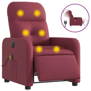vidaXL Massagesessel Elektrisch Weinrot Stoff 3206789