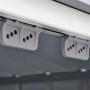 Detailaufnahme: Innere Befestigung des Globel Metall-Gerätehauses Skillion in Silber Metallic.