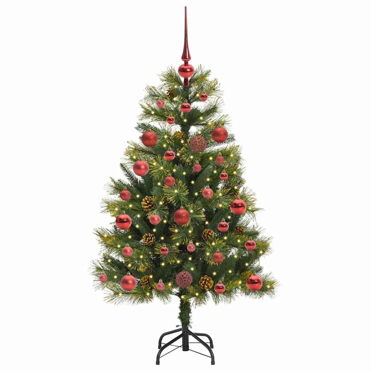 vidaXL Künstlicher Klapp-Weihnachtsbaum mit Tannenzapfen Grün 120 cm 3395071
