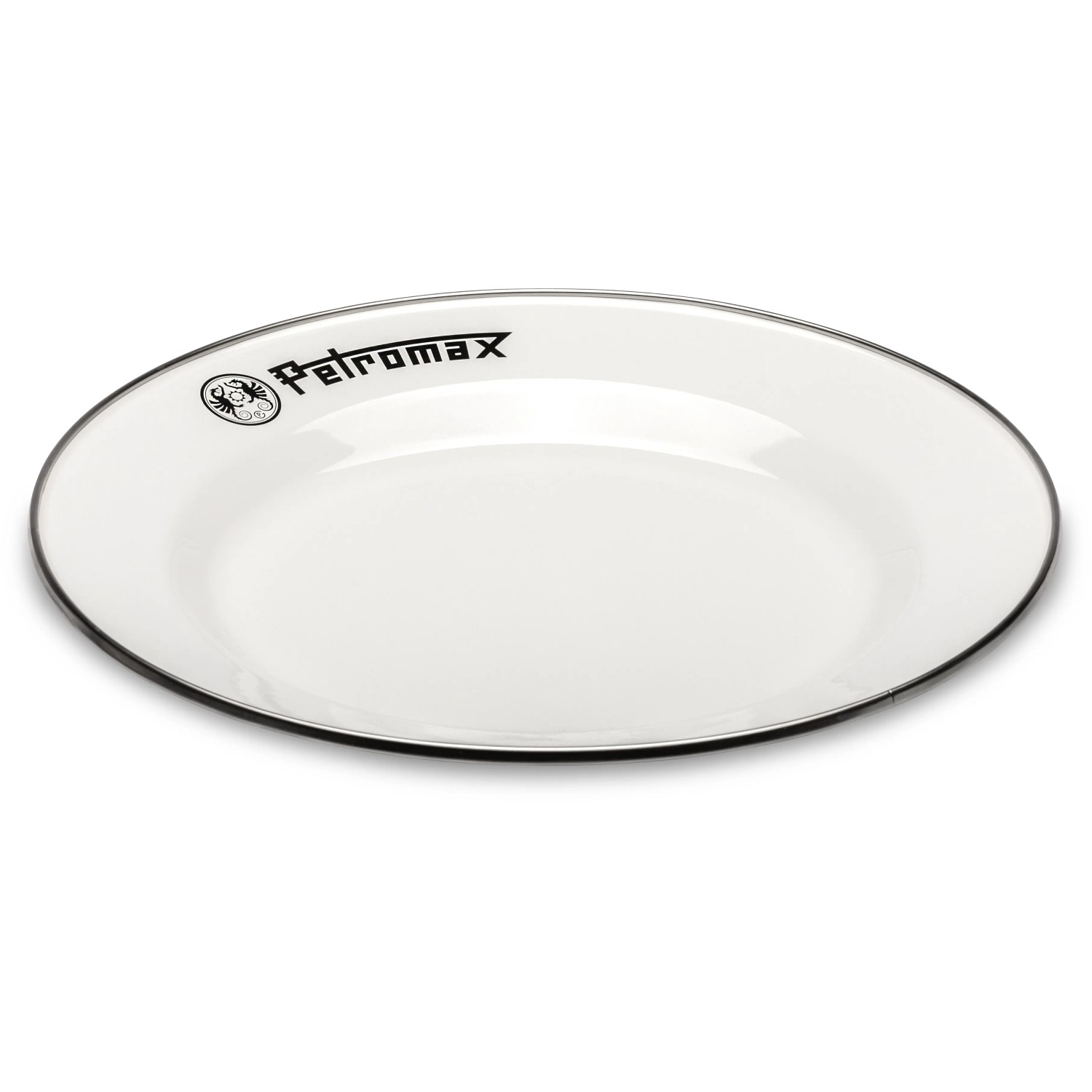 Weißer Petromax Emaille Teller (2er-Set, 26 cm) für Grillutensilien.