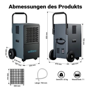 Wiltec Bautrockner 50L/Tag 650W Luftentfeuchter Raumentfeuchter Raumtrockner