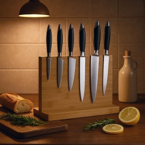 Relaxdays Messerblock Bambus Natur Magnetisch 22 cm x 30 cm x 10 cm 1,7 kg