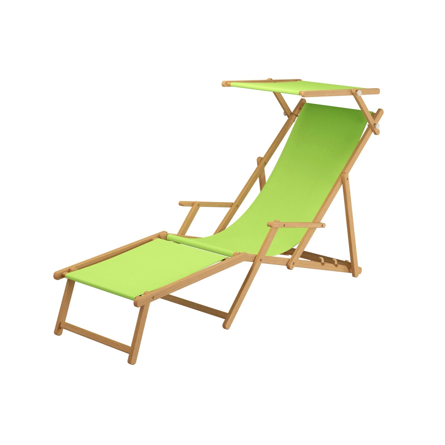 Erst-Holz Holz-Liegestuhl Natur Strandholzstuhl Stofffarbe Pistazie 10-300 günstig online kaufen