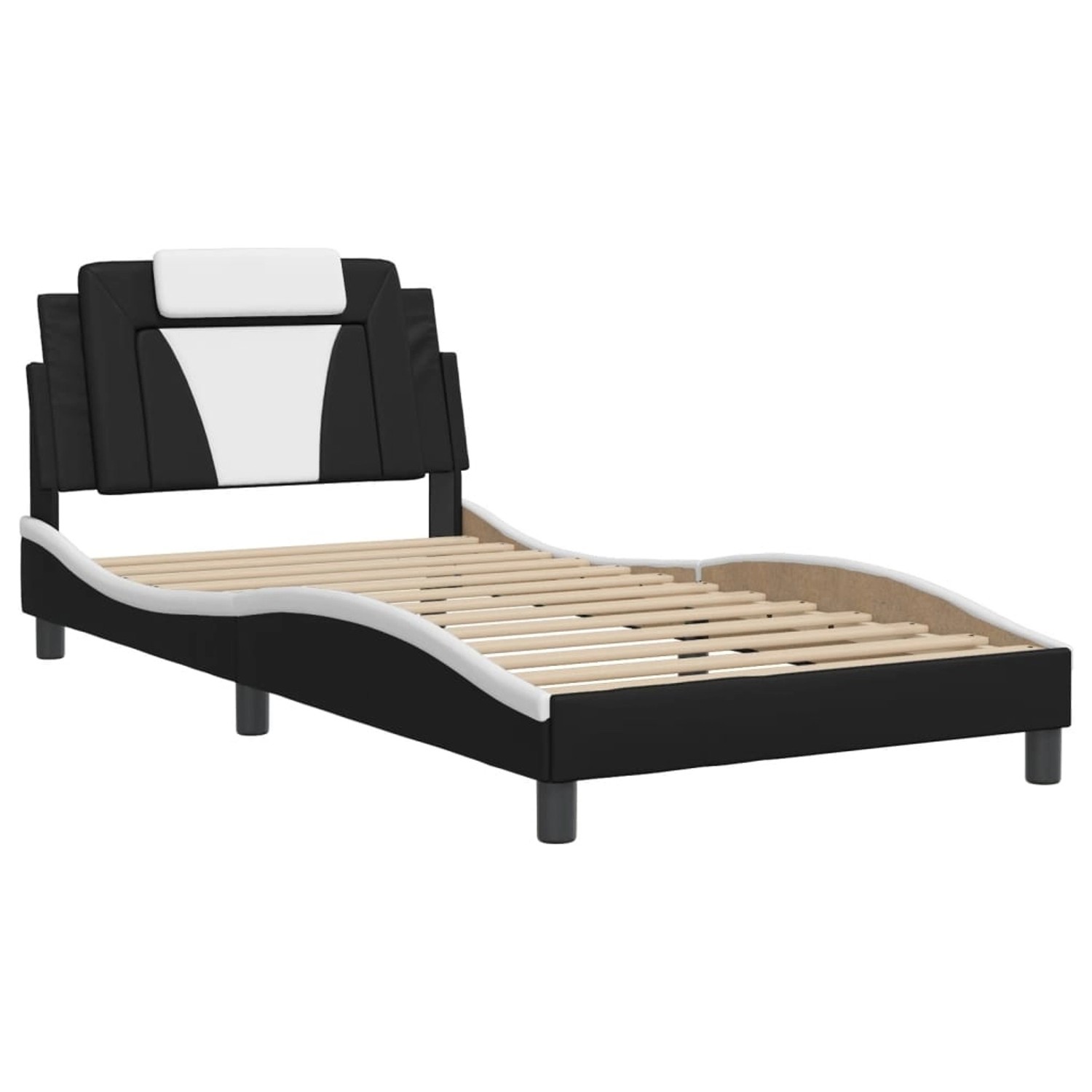 vidaXL Bettgestell Viana mit LED ohne Matratze Schwarz und Weiß 100x200 cm günstig online kaufen