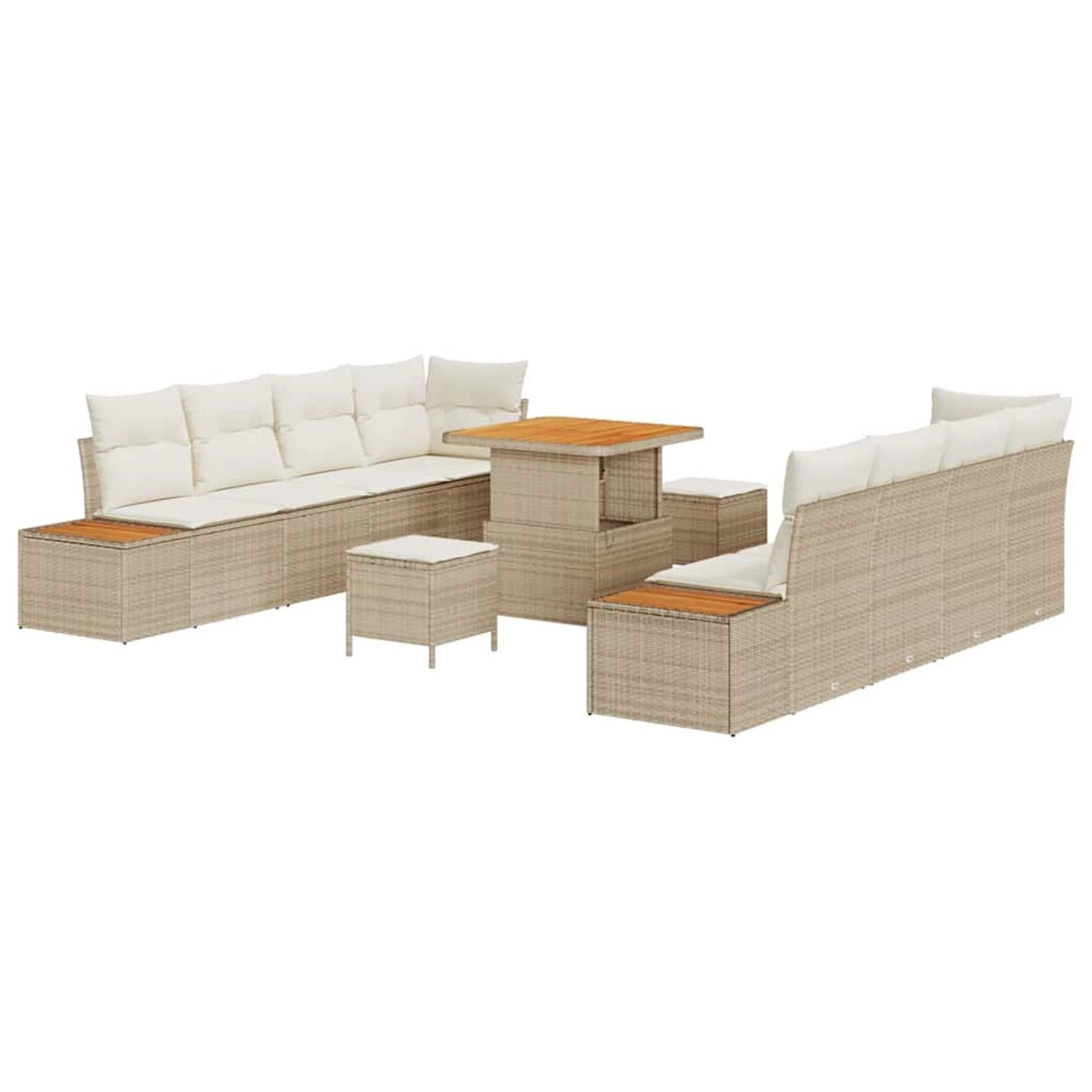 vidaXL Garten-Sofa-Set mit Kissen 11-Tlg Beige Poly Rattan 3362886 günstig online kaufen