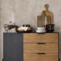 SoBuy Sideboard Küchenschrank Buffet mit 3 Schubladen Braun-Schwarz 114x83x40cm HFSB02-SCH_6