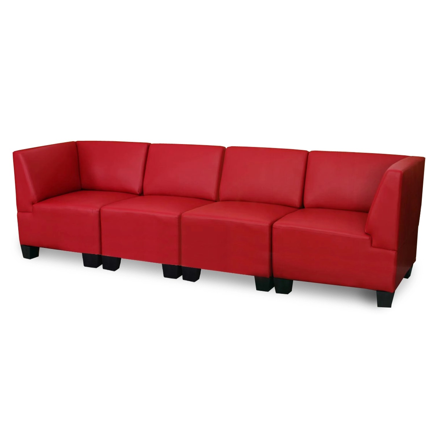 Rotes 4-Sitzer Sofa Moncalieri mit hohen Armlehnen, modulare Bauweise.