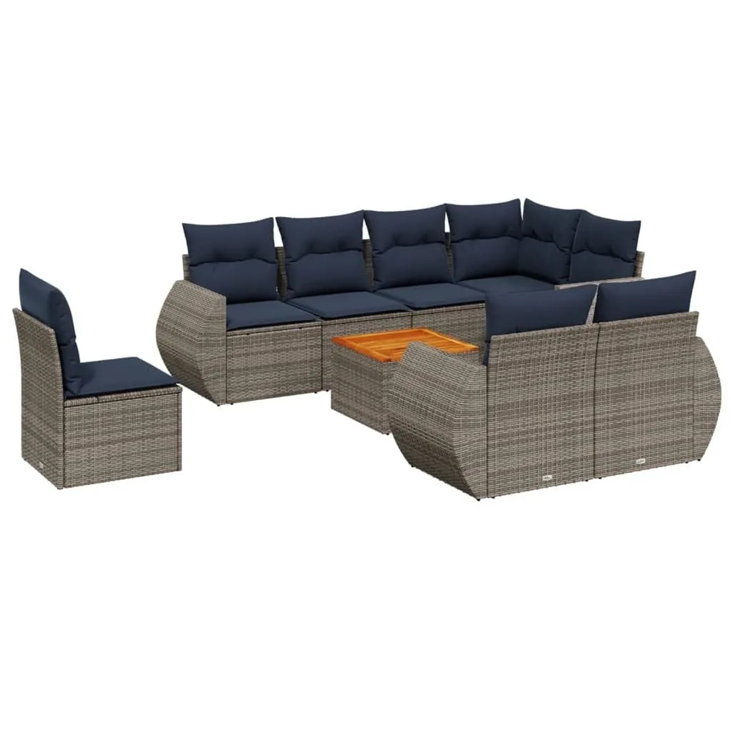 vidaXL 9-Tlg Gartensofa-Set mit Kissen Grau Polyrattan 3225102 günstig online kaufen