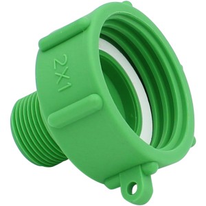 Grüner IBC Adapter 33,3 mm (G 1) AG für Regentonnen und Wasserzapfstellen.