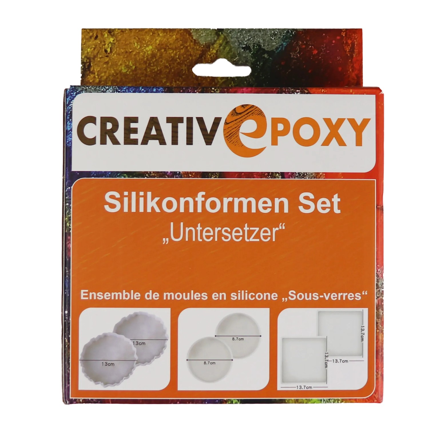 CreativEpoxy Silikonformen Set Untersetzer Milchig 6-teilig