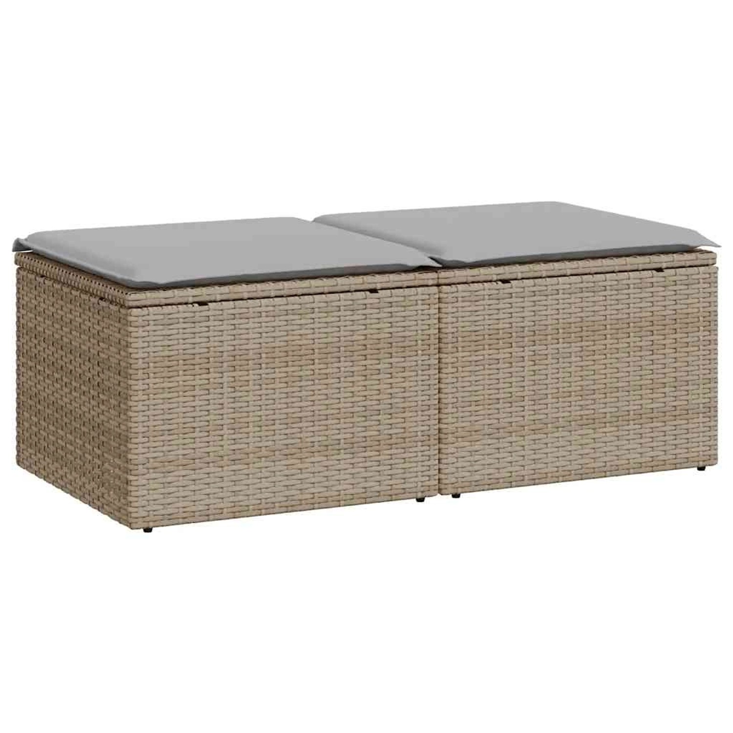 vidaXL 2-Tlg Garten-Sofagarnitur mit Kissen Beige Poly Rattan Akazie 332868 günstig online kaufen