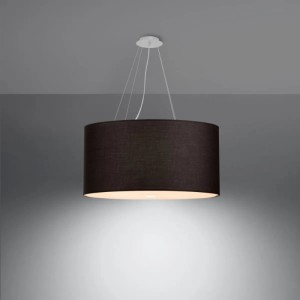 Schwarzer Sollux Lighting Kronleuchter Otto 60, Stoffschirm, moderne Lampe für Wohnzimmer.