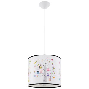 Sollux Lighting Hängeleuchte Owls 40, mehrfarbige Kinderzimmerlampe mit Eulenmotiv.