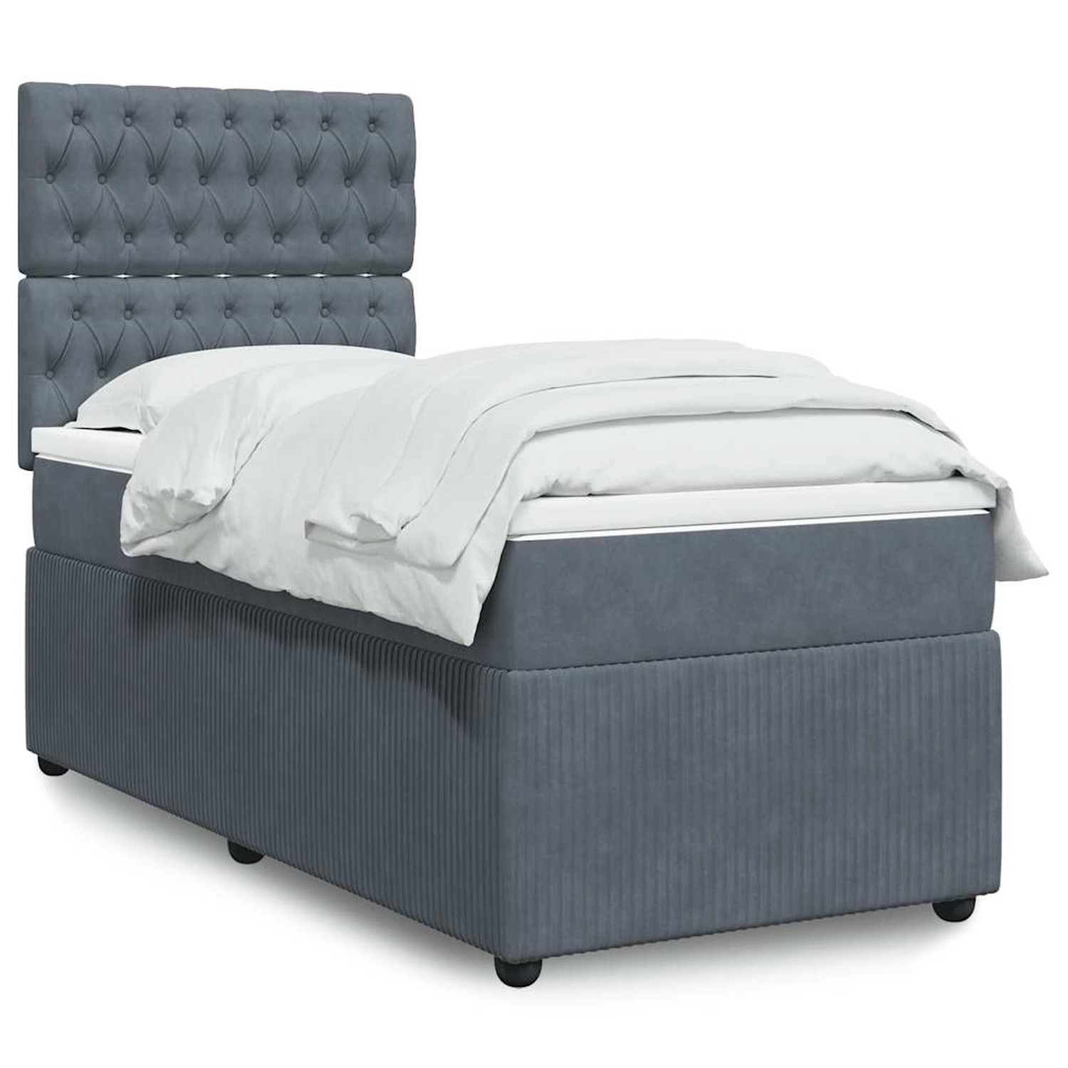 vidaXL Boxspringbett mit Matratze Dunkelgrau 90x200 cm Samt 3294545 günstig online kaufen