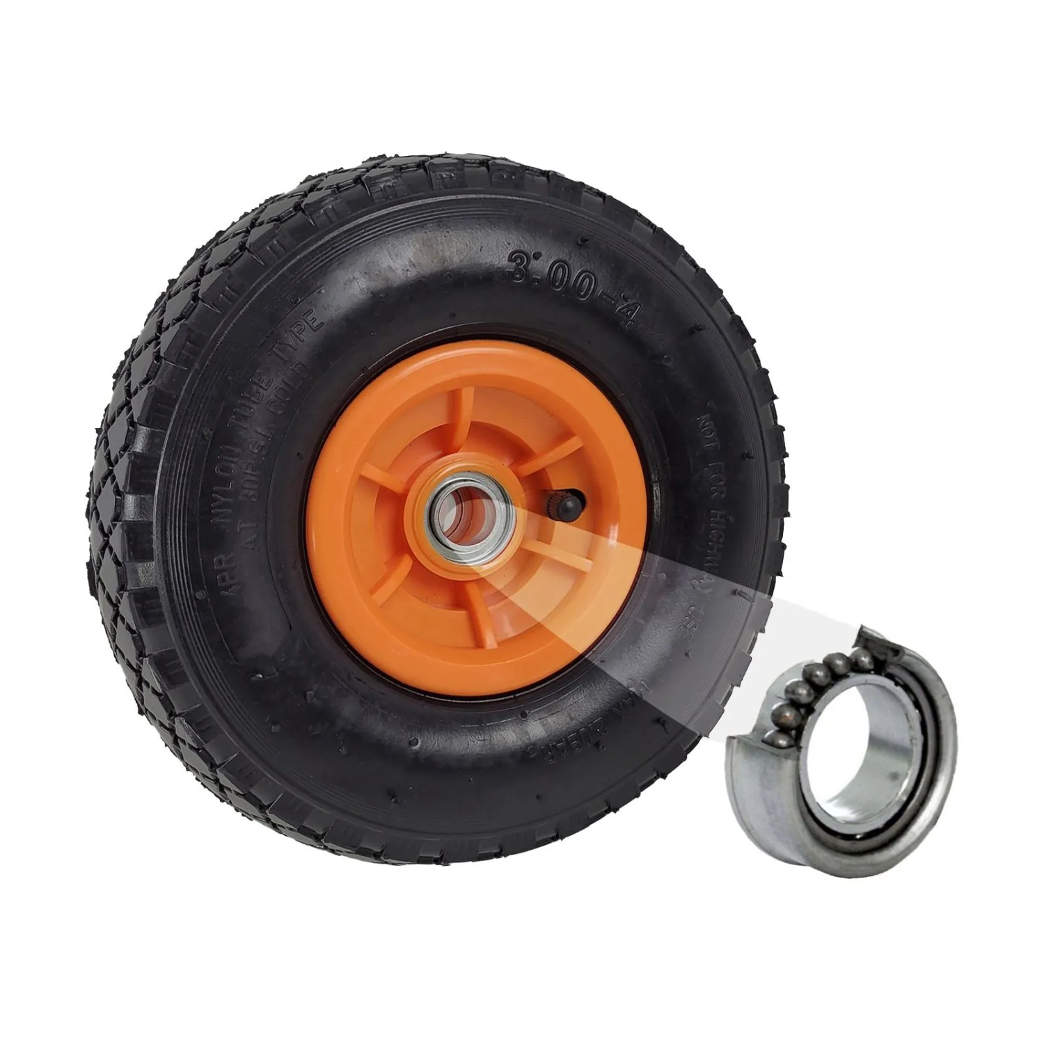 TRUTZHOLM Sackkarrenrad Luftrad 260x85 mm 3.00-4 60mm Nabenlänge Nabenversatz Orange