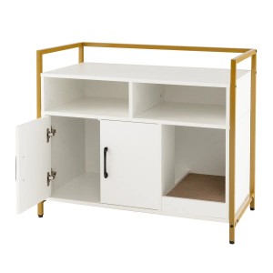 Costway Katzenhöhle Schrank Katzentoilette mit Doppeltüren Weiß