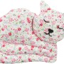 Trixie Katzenspielzeug Katze aus Stoff mit Baldrian, 13 cm, mit Blumenmuster.