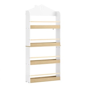 SoBuy Bücherregal Kinderregal Wandregal mit 4 Ablagen Weiß-Natur 60x130,5x15cm KMB121-WN