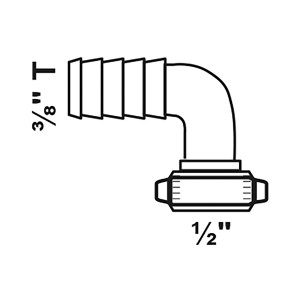 Kirchhoff Winkel-Schlauchverschraubung Messing, 1/2M x 3/8T, blank, für Schlauchverbinder.