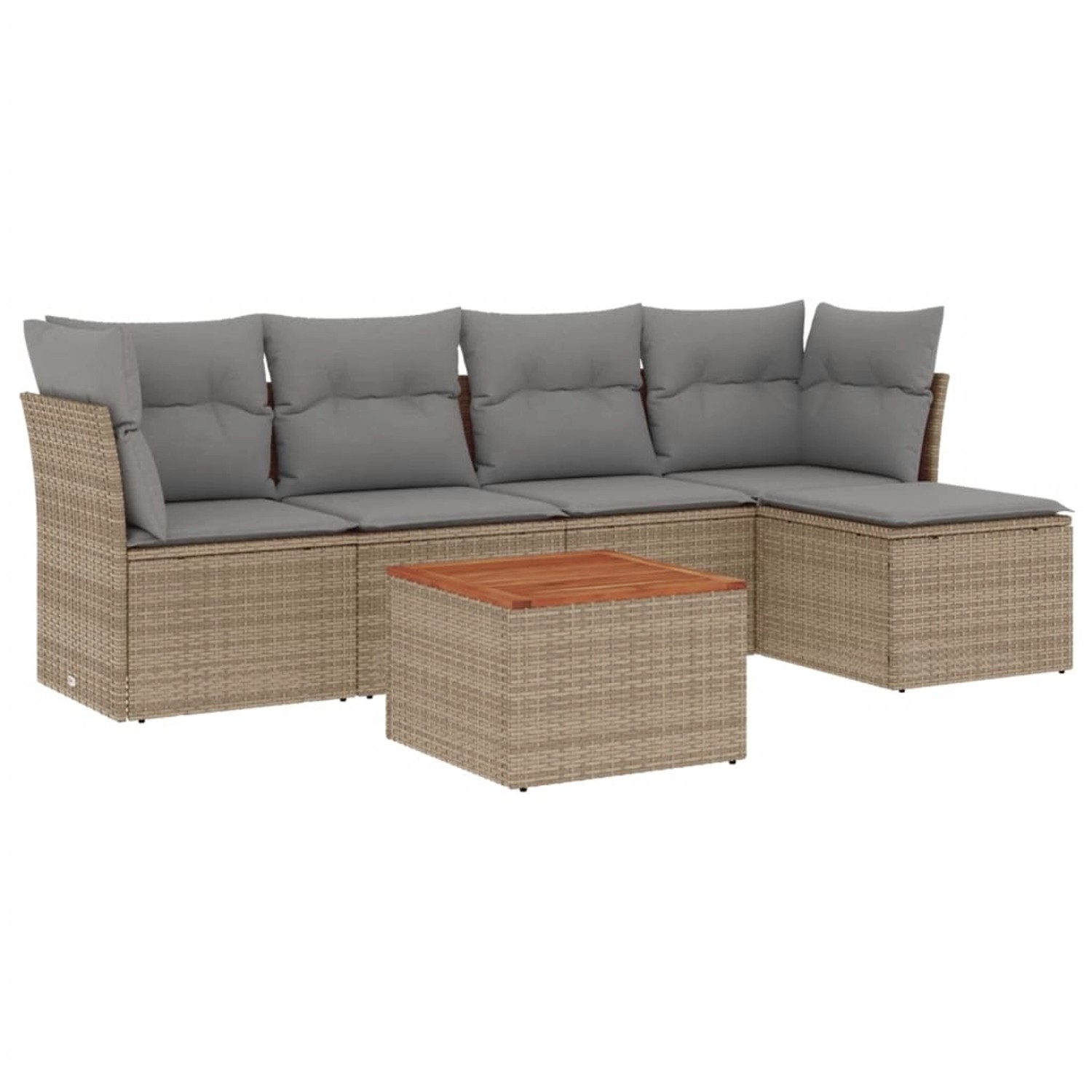 vidaXL 6-Tlg Garten-Sofagarnitur mit Kissen Beige Poly Rattan 3255947 günstig online kaufen
