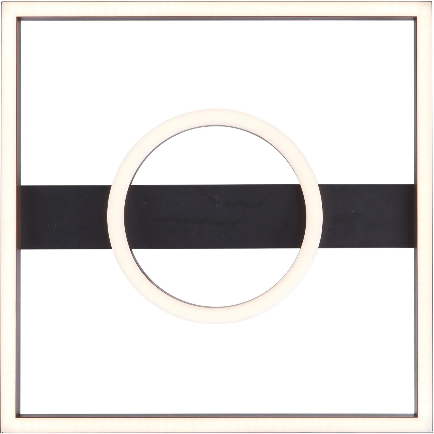 Moderne, schwarze LED-Deckenleuchte Maureen, 40x40 cm, mit kreisförmigem Leuchtelement.