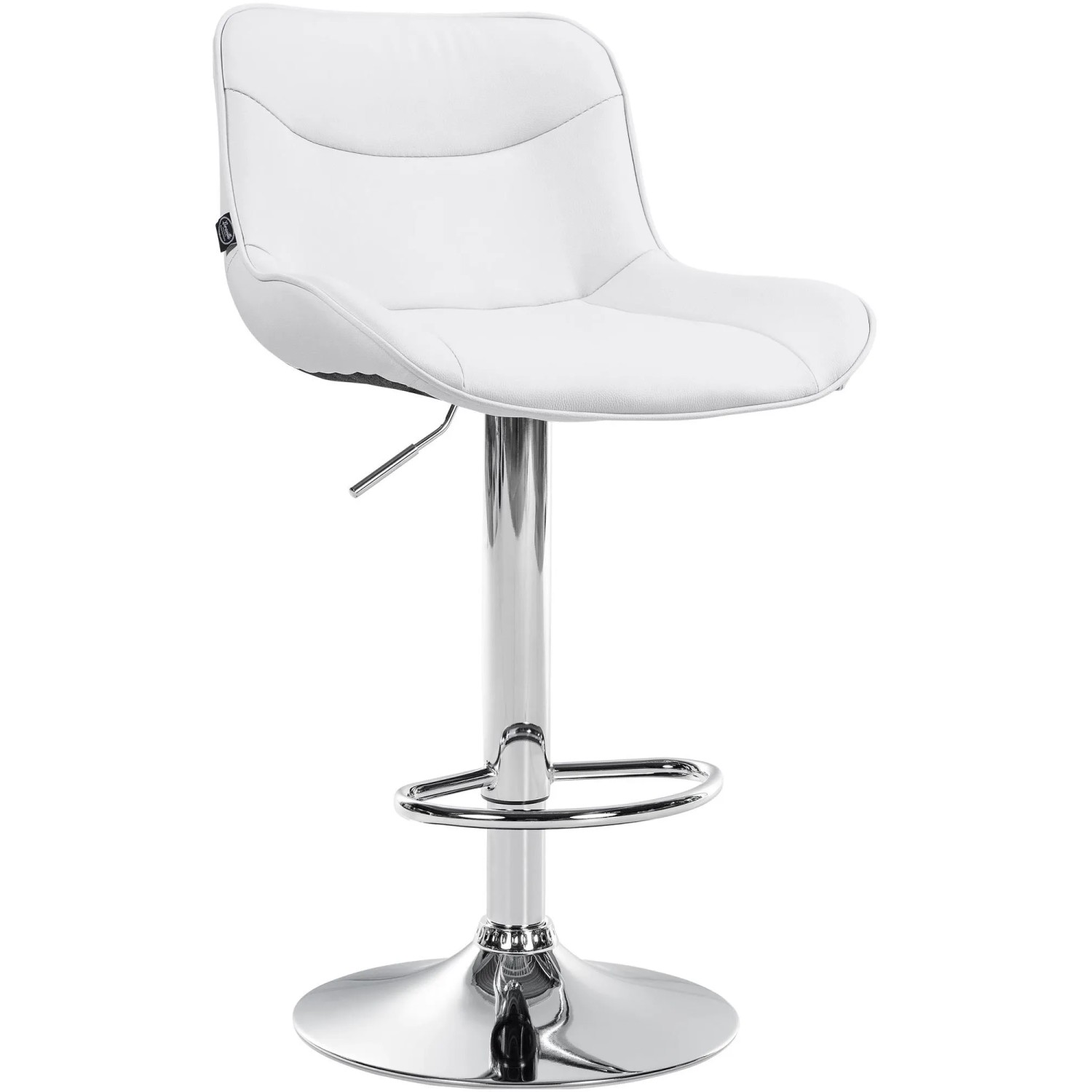 DELUKE Barhocker RAGAD Kunstleder Weiß 49x51x85cm Silber Barstuhl Höhenverstellbar Mit Lehne Drehbar Tresenhocker Tresenstuhl