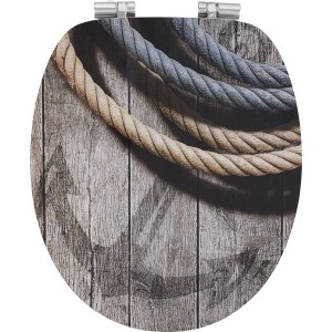 baliv WC-Sitz Contas Maritim mit Absenkautomatik, Motiv: Holz und Seile.