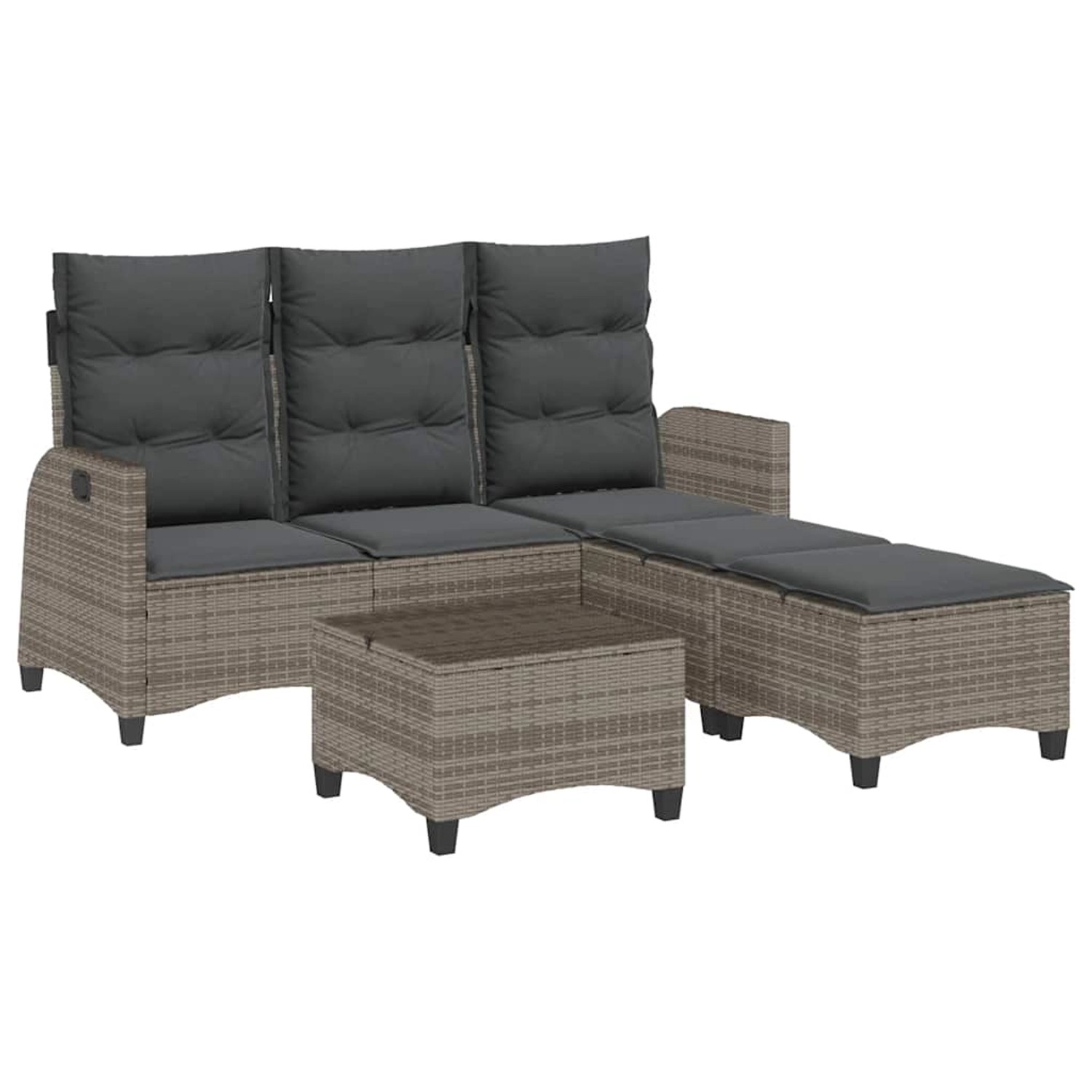 vidaXL 3-Tlg Garten-Sofagarnitur mit Kissen L-Form Grau Poly Rattan 3328640 günstig online kaufen