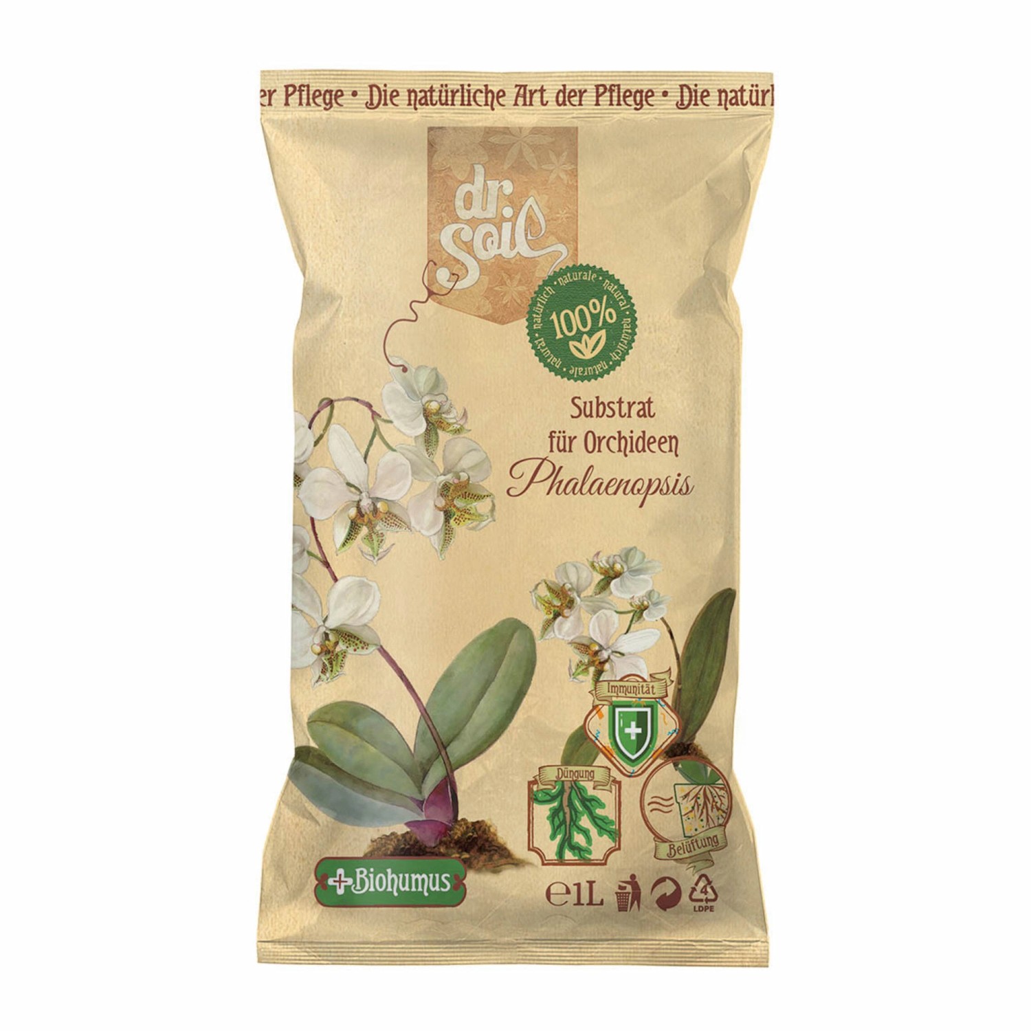 Dr.Soil Natürliches Substrat für Phalaenopsis Orchideen 1L Beutel