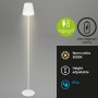 Weiße, höhenverstellbare Brilo Akku Stehleuchte Kiki mit Touchdimmer. Design-Stehlampe mit Akku.