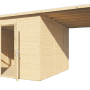 Bertilo Holz-Gartenhaus Borkum 2 mit Anbau, naturbelassenes Weekendhaus aus FSC®-zertifiziertem Holz.