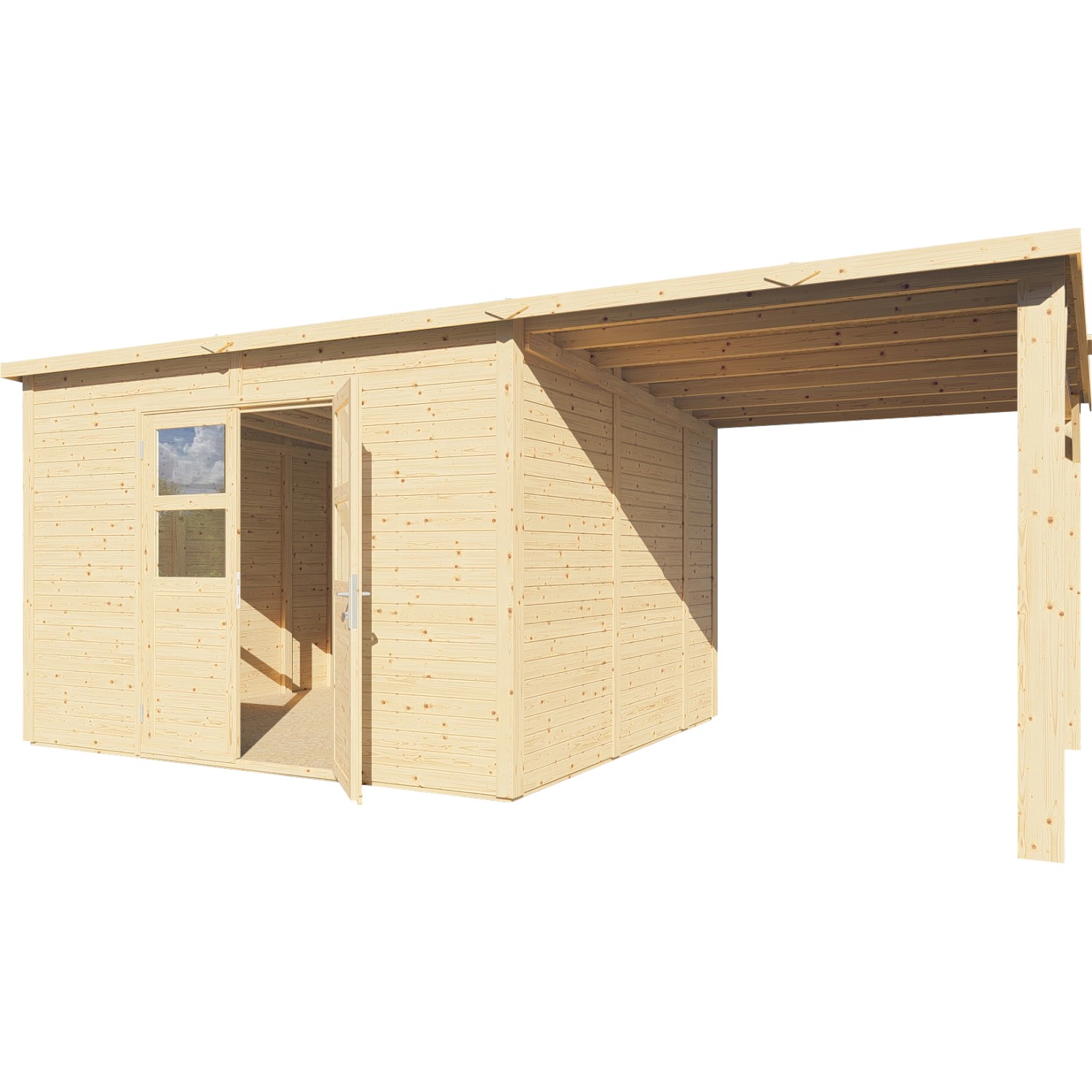 Bertilo Holz-Gartenhaus-Set Borkum 2 Natur 556 cm x 290 cm FSC®