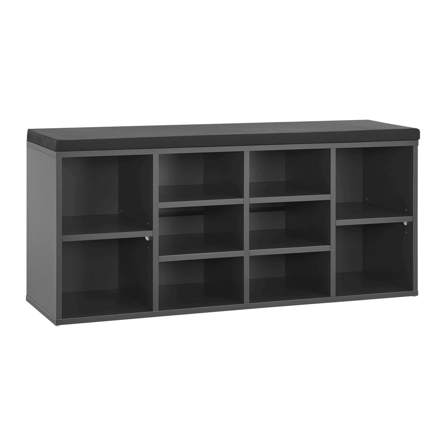 Juskys Schuhregal mit Polsterung und 10 Fächern 104 x 30 x 48 cm Dunkelgrau