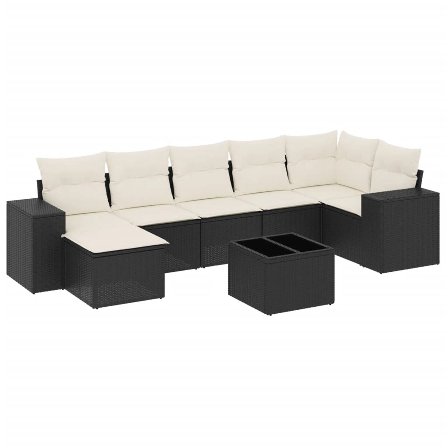 vidaXL 8-Tlg Garten-Sofagarnitur mit Kissen Schwarz Poly Rattan 3222885 günstig online kaufen