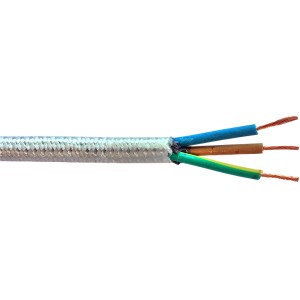 Weißes 3-adriges Textilkabel als Meterware für Lampeninstallation.