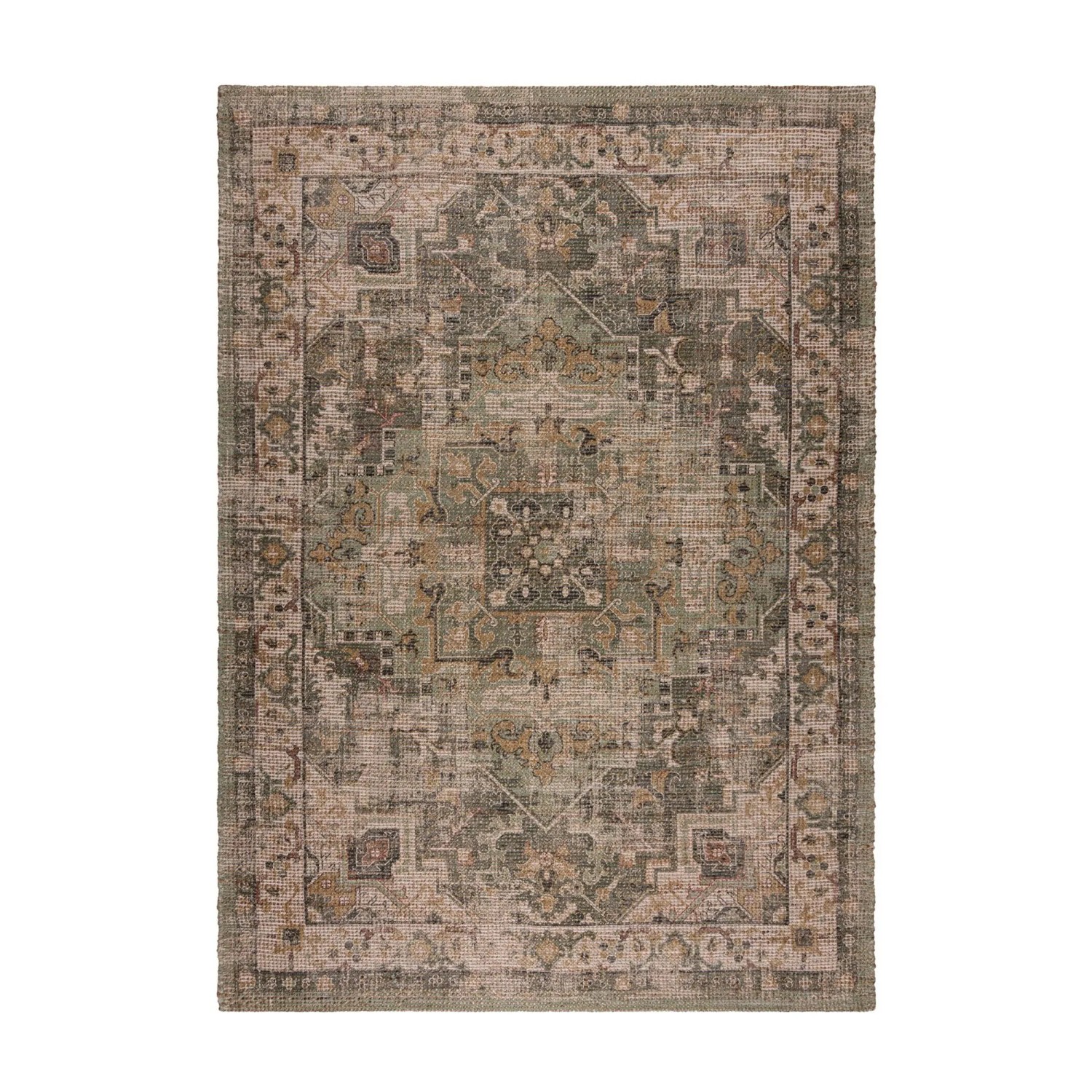 Flair Rugs Kurzflorteppich Selena Jute 120 cm x 170 cm Rosa-Grün