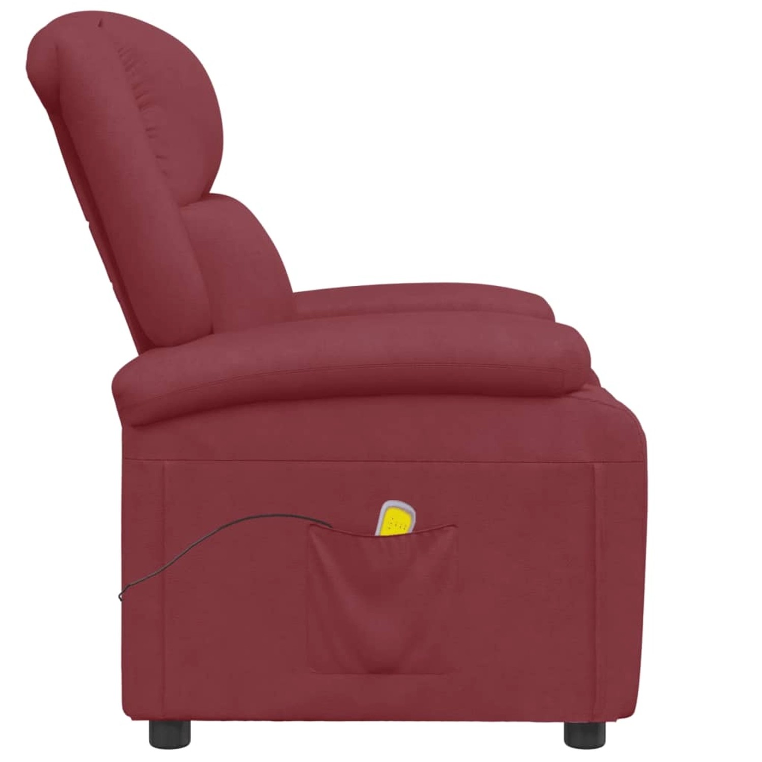 Weinroter vidaXL Massagesessel Modell 23 aus Kunstleder, Seitenansicht.